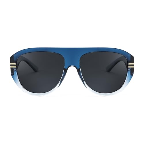 Image of FEISEDY Retro Polarized Aviator Sunglasses for Men Women Trendy 70s Vintage Plastic Frame Sun Glasses B4150