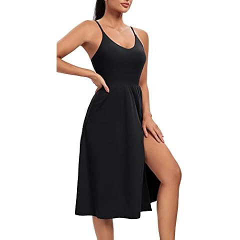 Athletic Dress with Built-in Shorts & Bra Adjustable Straps Cover