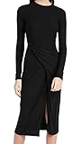 Vince Women's Long Sleeve Draped Dress, BLACK, SMALL