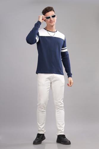 Image of ADRO Full Sleeve Tshirt for Men | Colorblock T Shirt for Men | 100% Cotton Tshirt | Full Sleeve Regular Fit T-Shirt | Men's Full Sleeves T Shirts