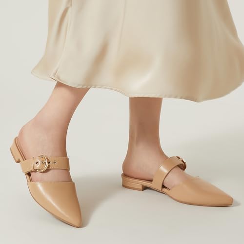 Image of Rekayla Mules for Women Adjustable Strap Pointed Toe Backless Loafer Shoes