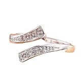 Anillo cruzado de plata de ley 925 con circonita cúbica brillante para dedo del pie, juego de anillos de circonita cúbica, anillos de banda ajustables, anillo envolvente para mujer, joyería de verano