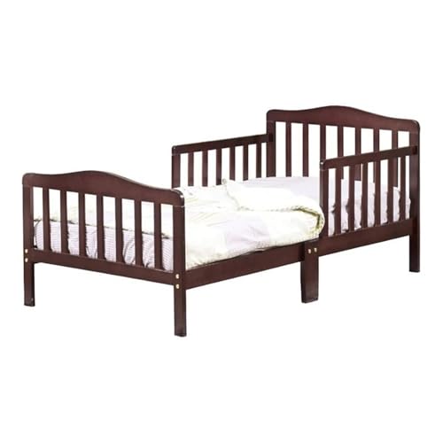 Pemberly Row Contemporary New Zealand Pine Solid Wood Toddler Bed in Espresso