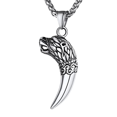 bandmax Colmillo de Lobo Colgante Fenrir Odin Cabeza de Lobo Amuleto Acero Quirurgico Cover