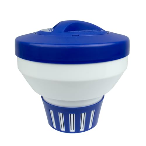 POOLMAVEN Floating Pool Chlorine Dispenser for 3-Inch Tablets, Adjustable Flow Ring for Inground or Above Ground Pools, Large