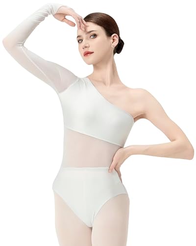 Justaucorps de danse classique femme manches longues asymétrique maille