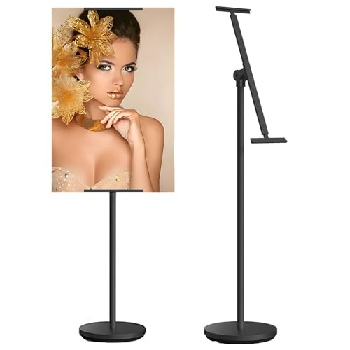 NEWSANDOR Heavy Duty Multi-angle Adjustable Metal Painting Easel Stand,Sign Holder Stand,Poster Stand with Round Base- Outdoor Floor Standing Indoor Display Holder(Black)