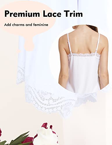 Image of MANCYFIT Women's Full Slips Lace V-neck Adjustable Strap Sleepwear Dress