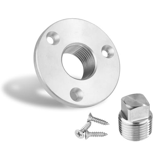 PEUTIER - PEUTIER Boat Drain Plug Kit, Durable Garboard Drain Plug Replacement with Screws and Washer Reliable Boat Hull Drain Plug Watertight Boat Bilge Plug for Transom Threaded Boat Plug(Silver)