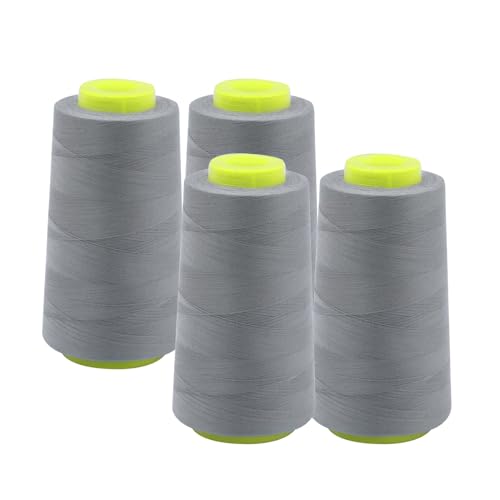 EVERLOCK Serger Thread – 4 Cones, 3000 Yards Each – 40 Weight, 2-Ply Spun Polyester – Strong, Low-Lint Overlock Thread for Serger Machines – All-Purpose Sewing & Finishing (Nickel)