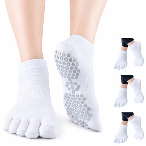 Image of Soxsense Soccer Grip Toe Socks, Non-Slip Socks for Sports & Pilates | Individual Five-Toe Design, Non-Slip Grip Sole, Supportive Arch Fit, Breathable Mesh Ventilation