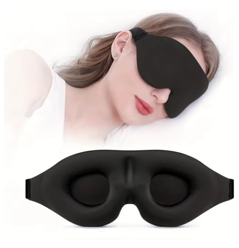 3D Contoured Sleep Mask Black Soft Padded Eye Mask 1 Pack