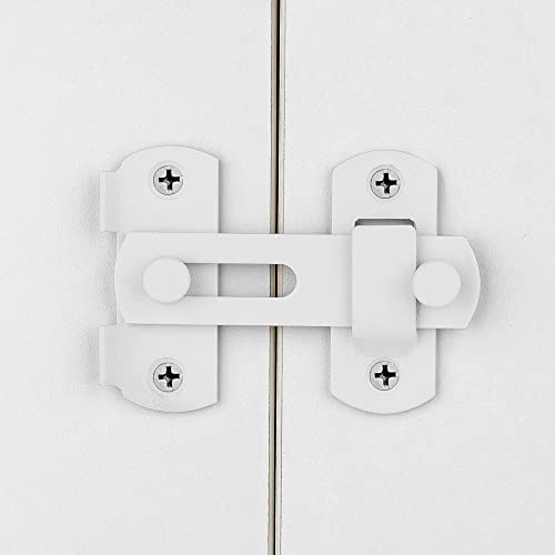 Iniret 4 Packs Barn Door Latches，2.75” X 2.02” Matte White Stainless Steel Barn Gate Flip Door Latch Bi-Fold Door Lock,Sliding Door Lock Gate Latches Wine Cabinet Closet Door Latches，White Finish #TOP3