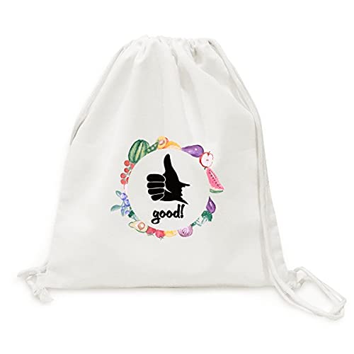 Sac en tissu pliable à sangle personnalisé avec silhouette de pouce pour fruits