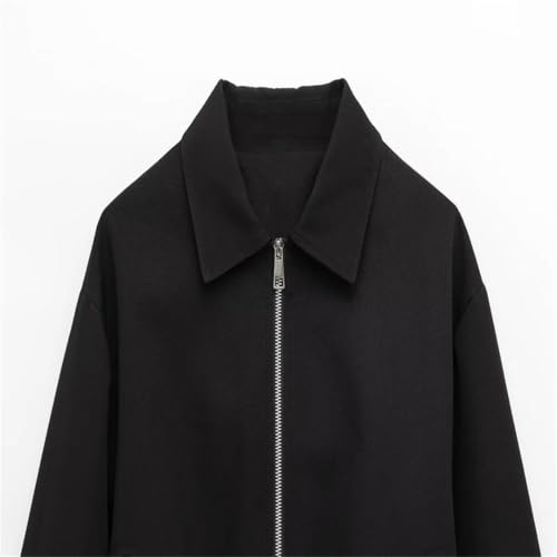Fnfmrfmr Women's Medium Cropped Zipper Jacket in Classic Black for Effortless Style - Image 3