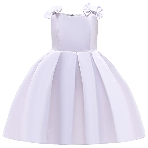 COMISARA Christmas Easter Dresses for Little Girls Toddler Kids Flower Girl Dress Size 7 8 Years Teen Elegant Party Paegant Princess Birthday Formal Ball Gown Fairy Dresses White 140