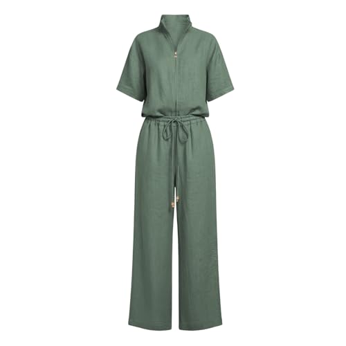 Conjunto de lino mujer de dos piezas ligero y pantalón con cordón 5
