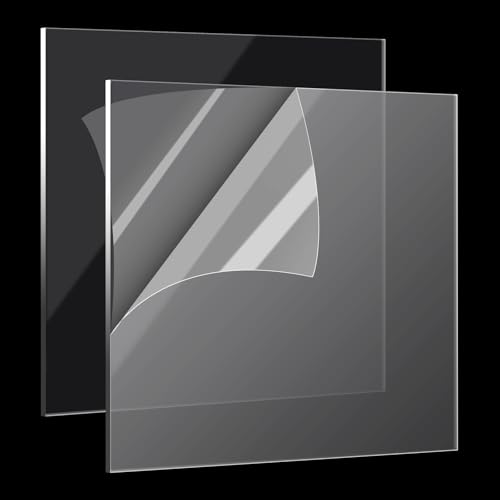 BESARME 2 Pcs Plexiglass Sheets 12 X 12 Inch, Clear Acrylic Sheets 1/8'' Thick (3mm) Cast Acrylic Sheet for DIY Display Projects Art Crafts Painting Signs Photo Frames, D9932K-11-N