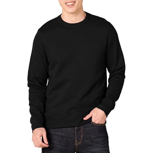 Amazon Essentials Sweat-shirt à col rond en polaire (grandes tailles disponibles) Homme, Noir, XXL