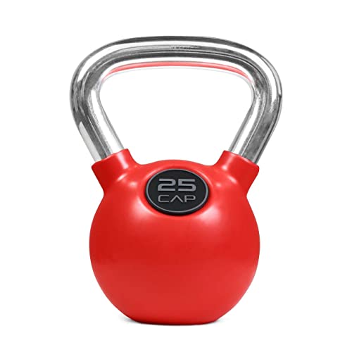 WF Athletic Supply Color Rubber Coated Kettlebell with Chrome Handle, Great for Full Body Workout and Strength Training, 10, 15, 20, 25, 30, 35lb Kettlebell only & 100, 125, 135lb Set with Rack