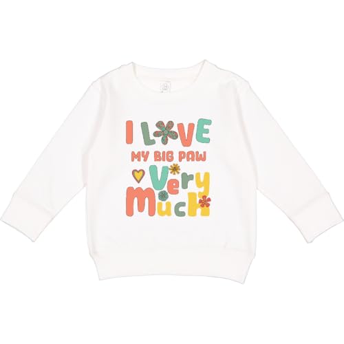 inktastic I Love My Big Paw Retro Groovy Grandchildren Gift Toddler Sweatshirt 7 White 4350e