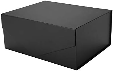 PACKHOME Gift Box 9x6.5x3.8 Inches, Groomsman Box, Rectangle Collapsible Box with Magnetic Lid for Gift Packaging (Matte Black, Grain Texture)