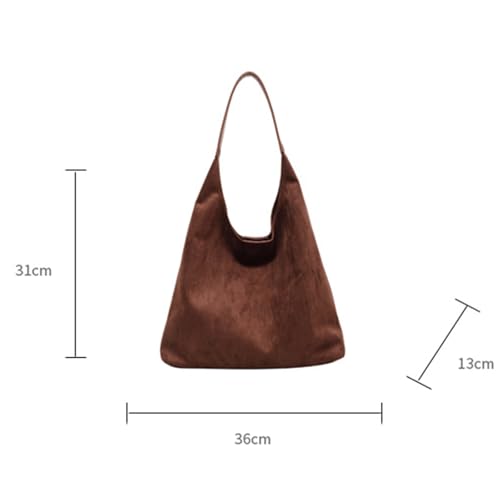 Bolso tipo tote de ante, estilo relajado, con bolsillo pequeño y billetera, retro, gran capacidad, para regalo o uso urbano miniatura 7
