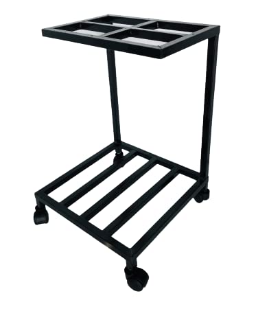 OFFICE SEATING BDouble Inverter-Battery Metal Trolly Stand in 1 inch Pipe (Movable Trolley) with Height 26 inch (Trolly Suitable for All Type Inverter-Batteries) in Wheel Black Colour