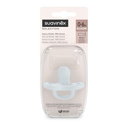 Image of Color Essence SX PRO Silicone Baby Pacifier 1Pk, Made with 100% Soft Silicone, Baby Essentials Perfect for Breastfeeding Babies, Designed in Spain, 0-6 Mths, Blue