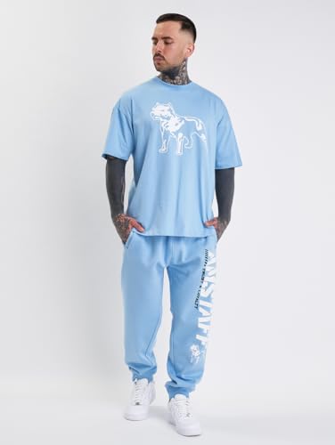 Amstaff Herren Logo 2.0 T-Shirt | Baumwolle & Rundhalsausschnitt | Lockere Passform | Atmungsaktiv | Hellblau Weiß S