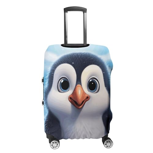 Cartoon Cute Penguin Elastic Luggage Cover Suitcase Protector for 19-32 Inch Suitcases | Universal Stretchable Travel Bag Cover | Anti-Scratch, Washable with Zipper Closure S4