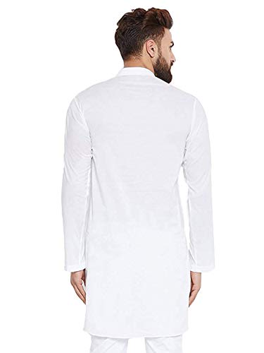 Image of Vastraa Fusion Men's Printed Kurta Pure Cotton Long Kurta, Round Collar, Full Sleeves, Button Kurta, Ethnic Wear