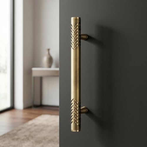 Image of Q-SEVEN 14 Inch Main Door Pull Handle /Push Pull Handle for Main Door /Door Handle for Home Hotel | Heavy Duty Steel Antique Gold Finish | Hole to Hole 12 Inch | 1 Year Warranty | Q-30