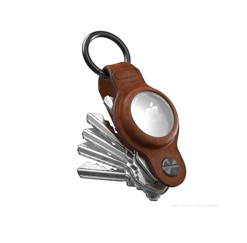 KeySmart Air Kompakter Schlüssel Organizer für Apple AirTag | Echtes Leder Schlüsselanhänger für sicheren Halt und Schutz | Ordnet bis zu 4 Schlüssel und passt perfekt in jede Hosentasche.