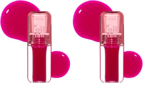 Image of Etude Dear Darling Lip Oil Tint | Juicy, Moisture- Rich Formula | Shade 03-Neon Pink, 4.2ml (Pack of 2)