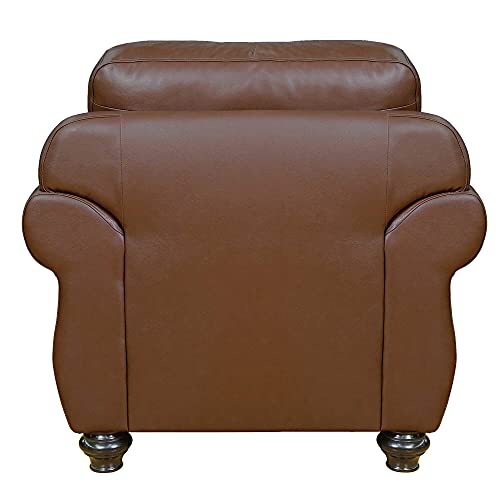 Sillón de cuero marrón robusto y cómodo miniatura 6