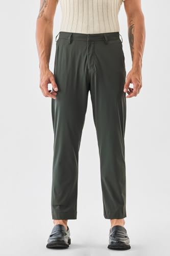 Image of SNITCH Men Trousers | Slim Fit Mid Rise Solid Design | Rayon Blend with Medium Stretch & Smooth Texture | Button & Zip Closure for Casual & Office Wear