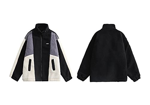 DULIDU Jaqueta de parca de inverno de lã hip hop, estilo urbano, algodão com bloqueio de cores, isol