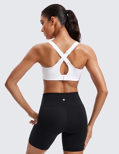 Image of CRZ YOGA Womens Zip Front High Impact Sports Bra - Molded Cup Adjustable Convertible Straps Wireless Workout Yoga Crop Top