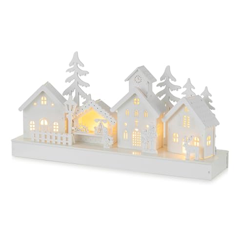 Staymoment Lichthäuser Holz Weihnachtsdorf mit Beleuchtung: LED...