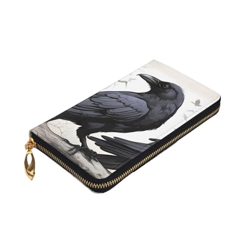 Cartoon Black Ravens Picture Leather Long Clutch Wallet for Fashionable Girls and Women - Durable, Stylish, and Functional, Black, One Size3