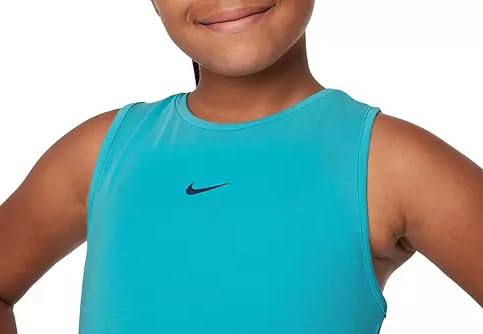 Nike Pro Girls' Dri-FIT Training Tank Top, Dusty Cactus/Midnight Navy (Green/Blue) (US, Alpha, X-Small, Regular, Cactus/Midnight Navy (Green/Blue))