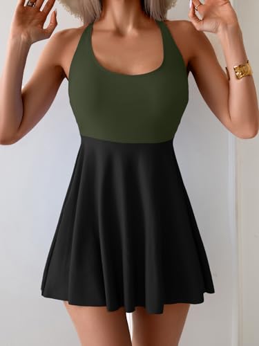 Image of B2prity Women's One Piece Swimsuits Tummy Control Skirt Swimdress