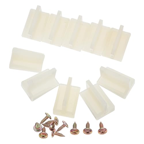 10 Pack Guías Inferiores para Puertas Pocket, Soportes de Montaje en Jamba de Plástico Beige con Tornillos | Herrajes para Guía Inferior de Puertas Deslizantes para Clósets y Sistemas Pocket, Reemplazo Montado en Marco, 1.18 x 0.79 pulg miniatura 1