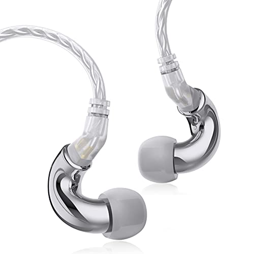 BLON BL-mini Auriculares intrauditivos HiFi en los oídos Controlador dinámico de 6 mm con 0,78 mm, 2 pines, cable desmontable (sin micrófono, plateado) Cover