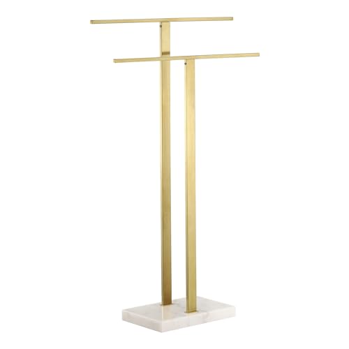 Kes BTH217BZ20211115 Standing Towel Rack With Marble Base, 2-Tier Towel Stand For Bathroom Floor, Upgrade Steady Design, T-Shaped Towel Drying Rack Gold thumb #7