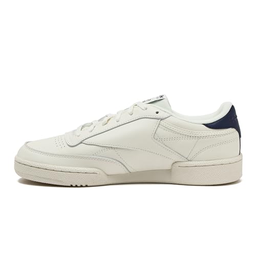 Reebok Club C 85 Mens Tennis Shoes, Casual Fashion White Sneakers for Men, Chalk/Navy/Flint Grey Metallic, 4 - image 3
