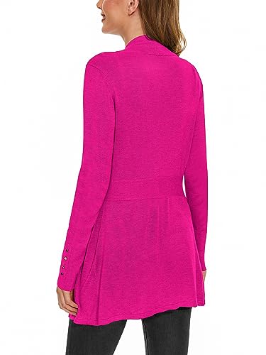 Image of Women Long Knit Cardigan Lightweight Open Front Sweaters | Capsule Wardrobe for Women, Relaxed fit, Buttoned Ribbed cuffs, Dressy Business Casual , for spring early fall office work