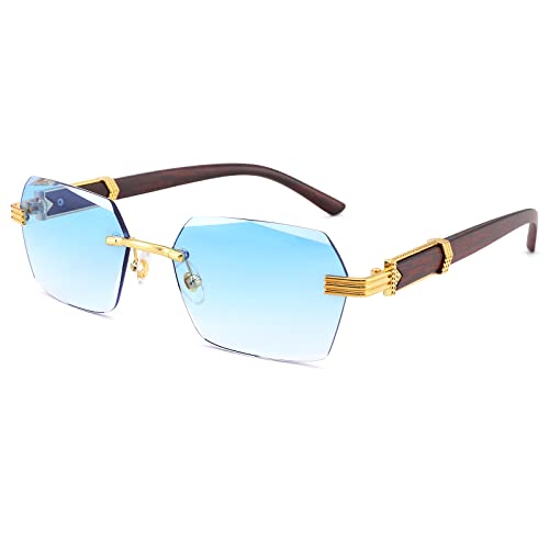 Image of COASION Fashion Rimless Frameless Sunglasses for Women Men Y2k Retro Sun Glasses Square Tinted Glasses