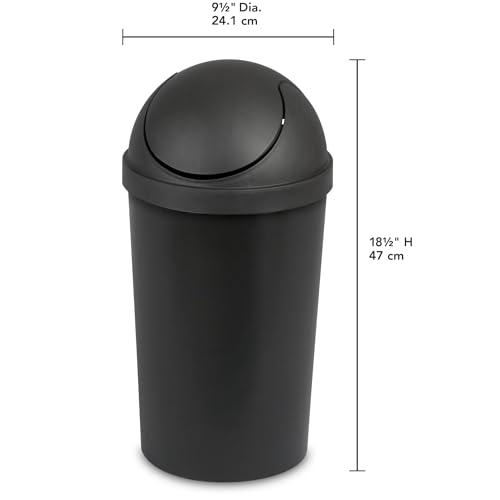 Caneca de Basura de Baño Plástica 3 Galones Negra miniatura 2